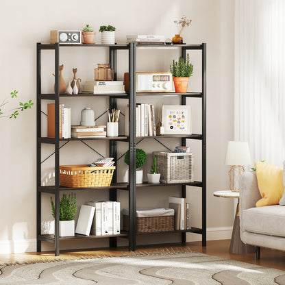 Multipurpose Open Bookcase Industrial Rack Wide Standing Storage Shelf-Brown