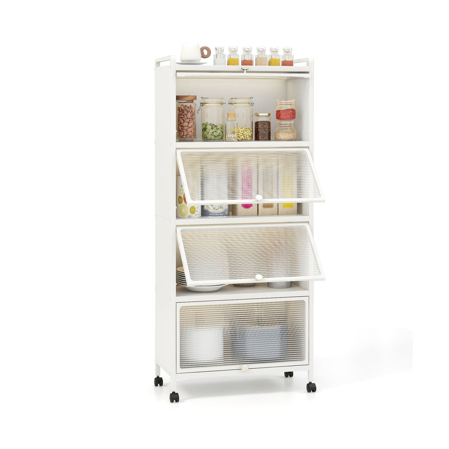 5-Tier Kitchen Baker's Rack with Flip-up PC Doors-Black