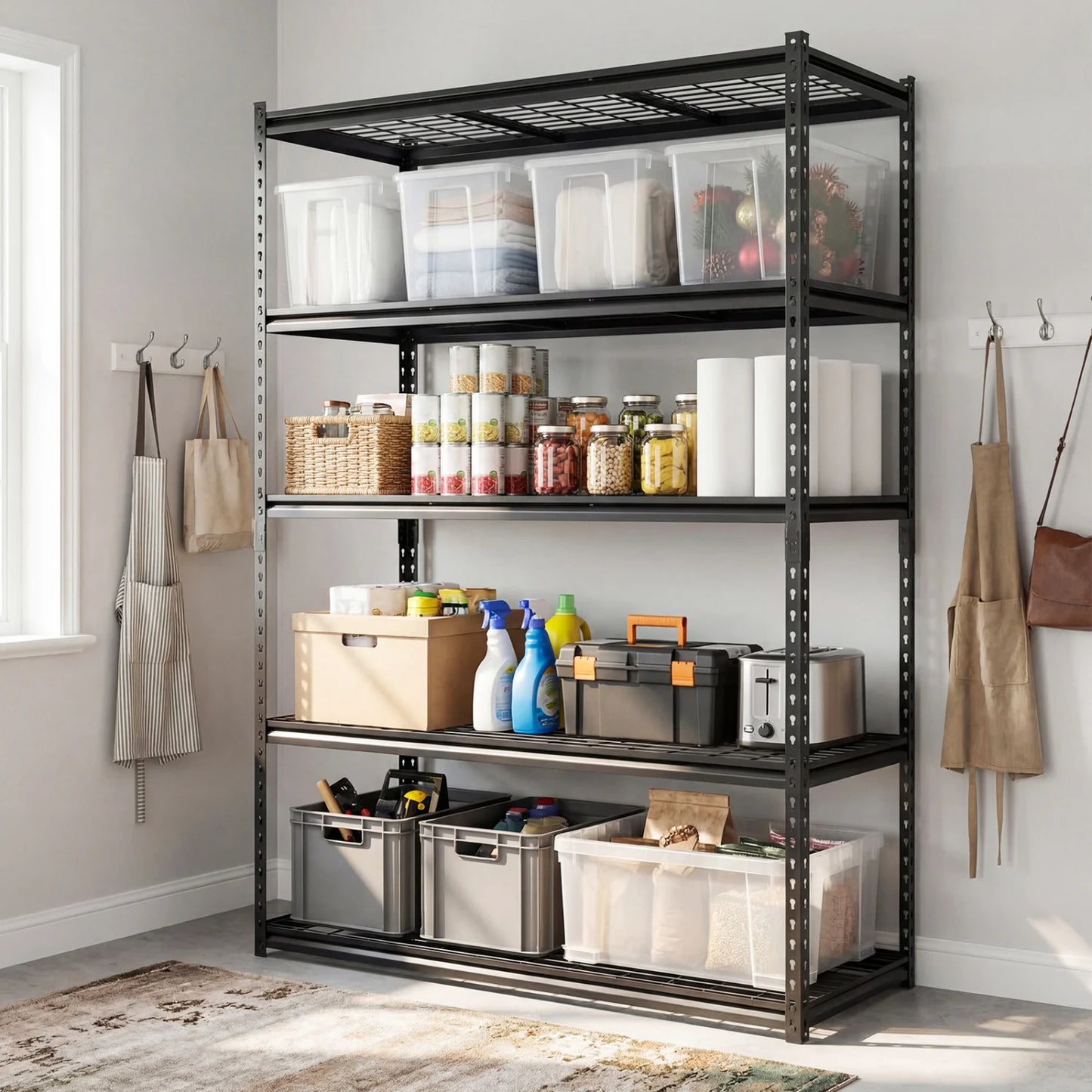 5-Tier Metal Shelving Unit 2000 lbs Capacity with Adjustable Wire Racks Set of 4