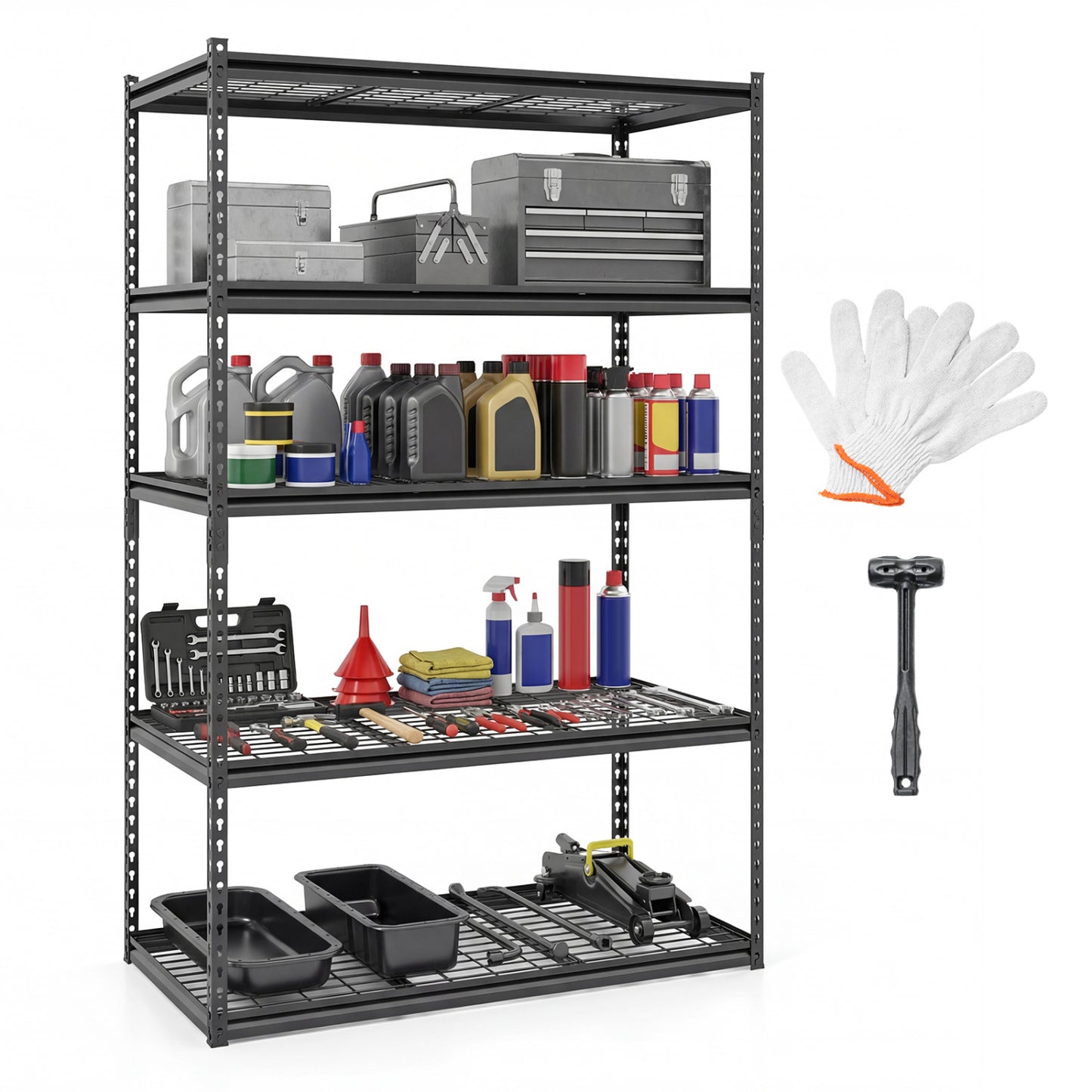 5-Tier Metal Shelving Unit 2000 lbs Capacity with Adjustable Wire Racks Set of 1