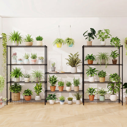 5-Tier Metal Storage Shelving Unit Set of 2 Adjustable Utility Shelf with V-Shaped Wire Rack-Black