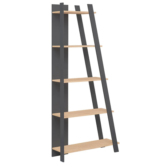 5-Tier Modern Bookshelf Narrow Vertical Display Shelf for Small Space-Gray