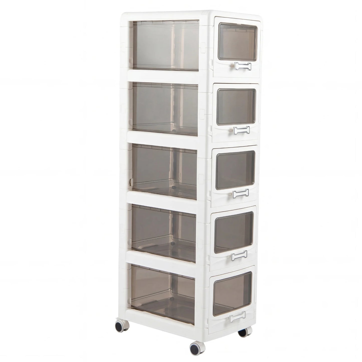 5-Tier Plastic Drawer Storage Organizer Rolling Cart with 3/4/5 Drawers and Lockable Wheels