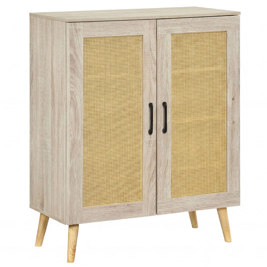 5-Tier Rattan Shoe Cabinewith 3 Removable Shelves-Natural