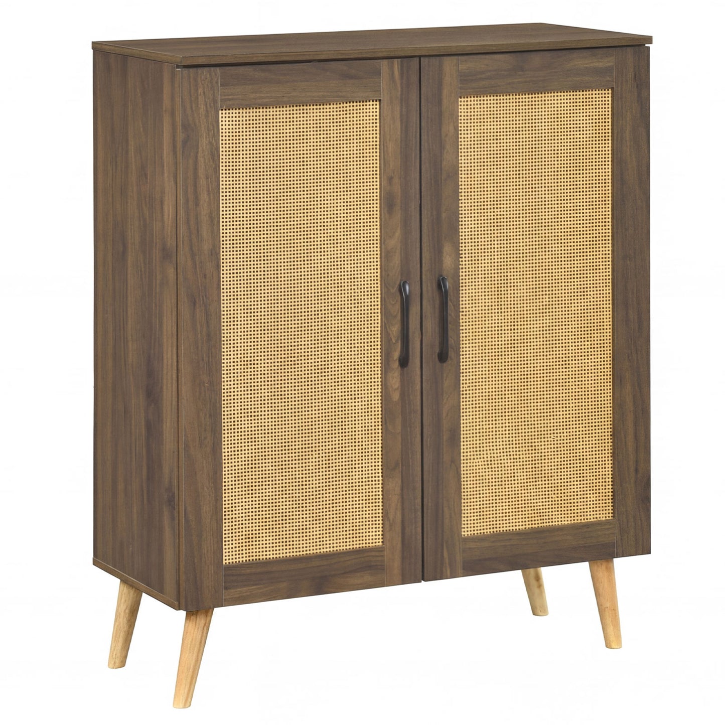 5-Tier Rattan Shoe Cabinewith 3 Removable Shelves-Natural