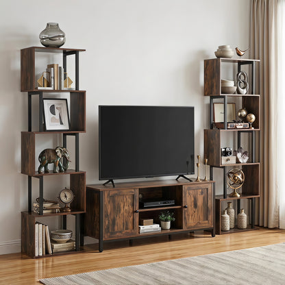 5-Tier S-Shaped Bookshelf w/ Open Cubes & Anti-toppling Kits for Living Room-Black