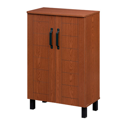 5-Tier Shoe Storage Cabinet Freestanding Wooden Shoe Rack Organizer-Brown