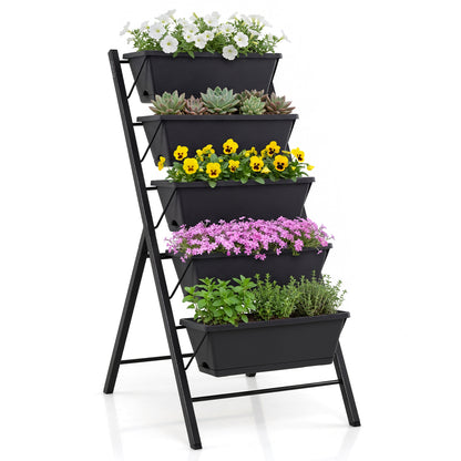 5-Tier Vertical Raised Garden Bed with Drainage Holes for Patio