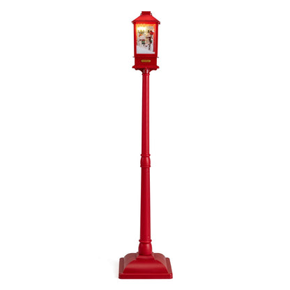 5 ft Musical Christmas Streetlight with LED Lights Snowmen and Snowy Effects-Red