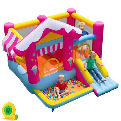 5-in-1 Inflatable Bounce House with Tunnel and 680W Blower for Kids Ages 3-12
