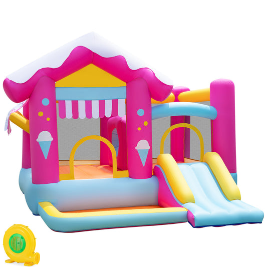 5-in-1 Inflatable Bounce House with Tunnel and 610W Blower for Kids Ages 3-12