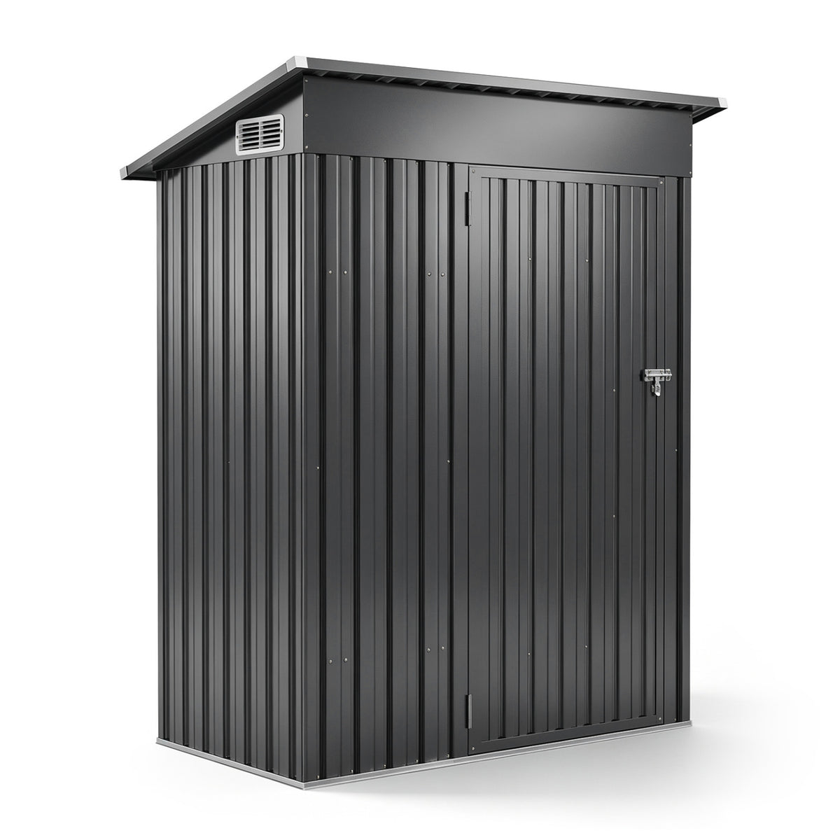 5 x 3 FT Outdoor Storage Shed with Floor Frame Slop Roof and Lockable Door-Gray