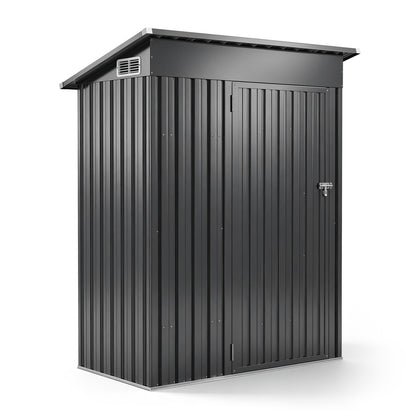 5 x 3 FT Outdoor Storage Shed with Floor Frame Slop Roof and Lockable Door-Gray