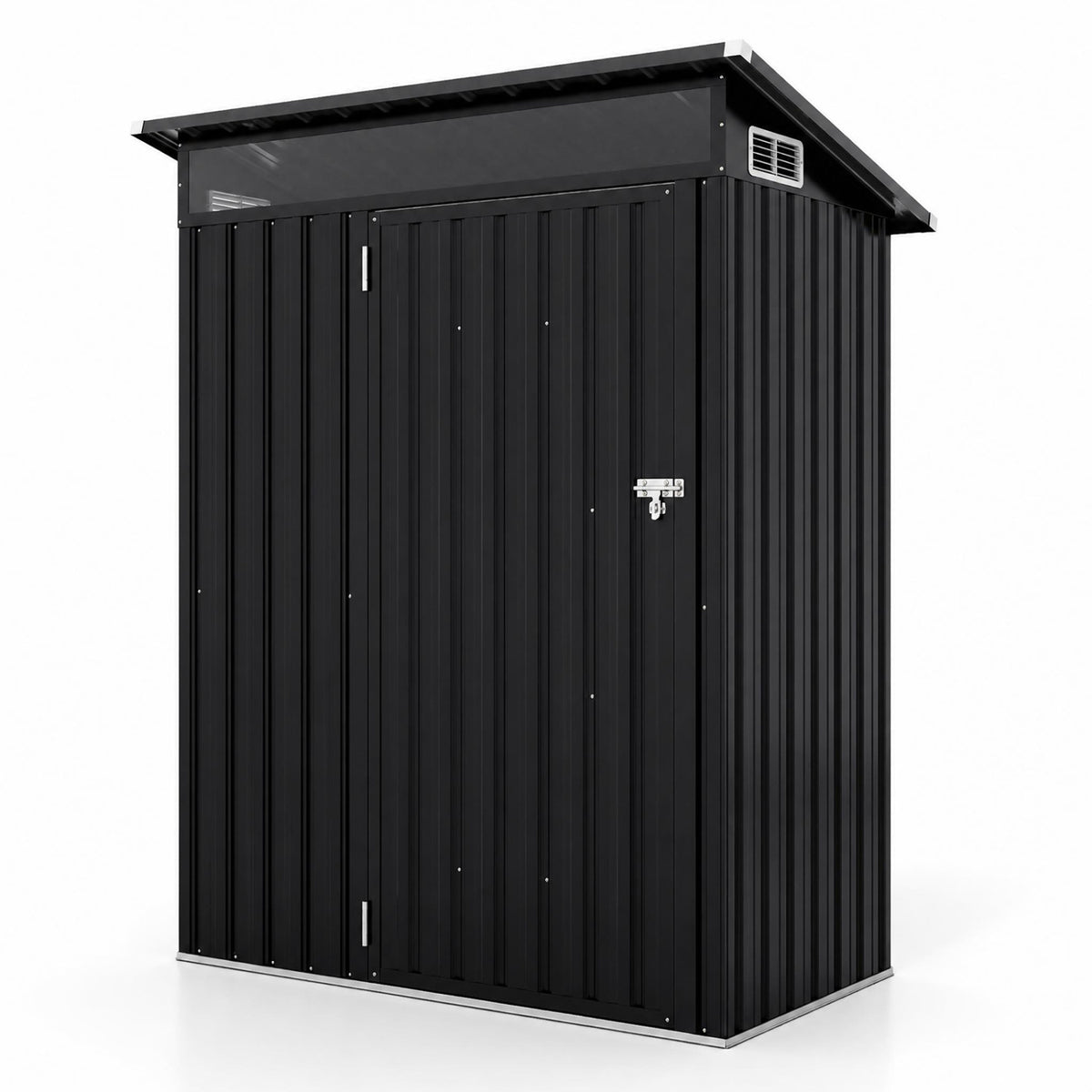 5 x 3 FT Outdoor Storage Shed with Lockable Door Sloping Roof and Vents-Gray