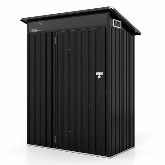 5 x 3 FT Outdoor Storage Shed with Lockable Door Sloping Roof and Vents-Gray