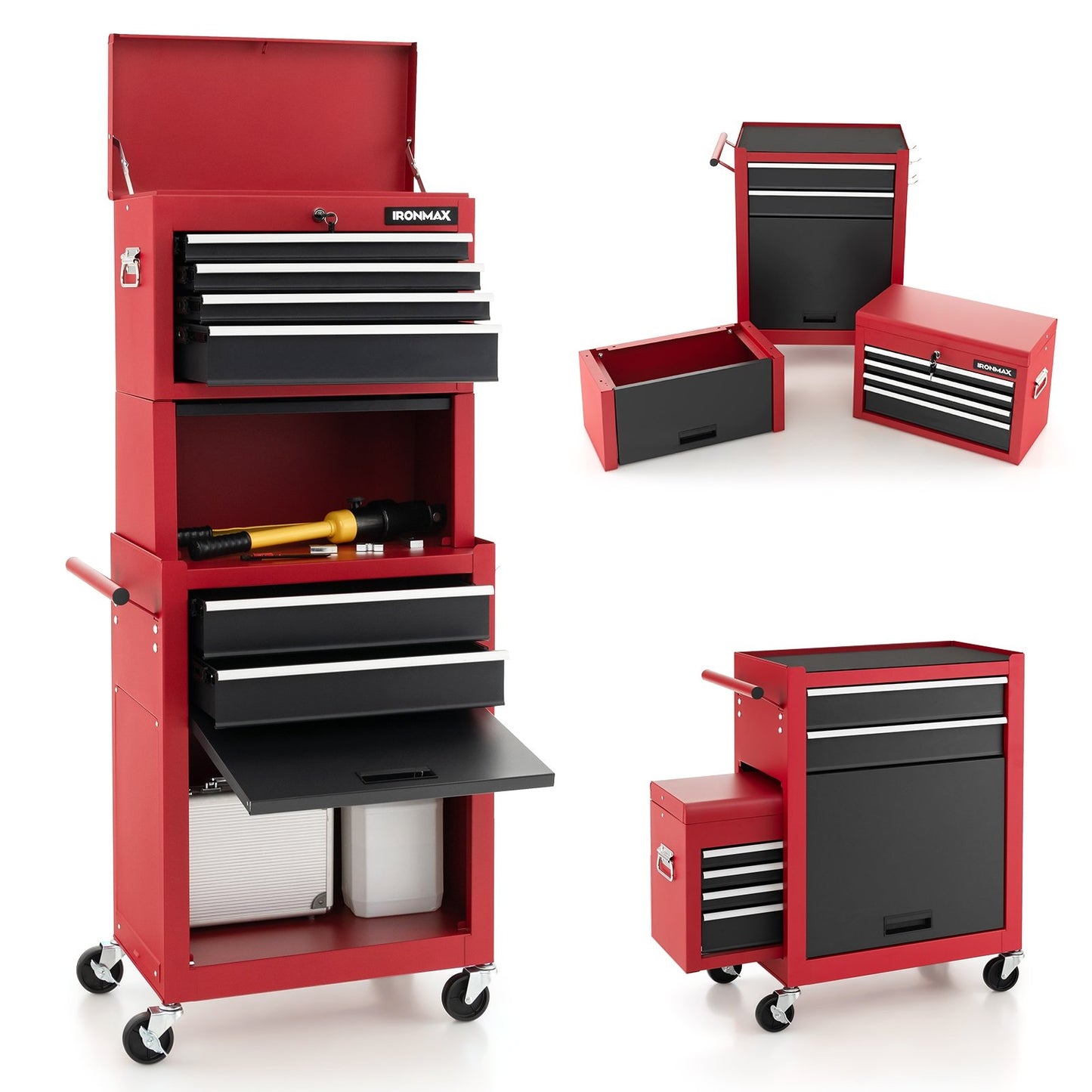 6-Drawer Tool Chest with Heightening Cabinet-Black