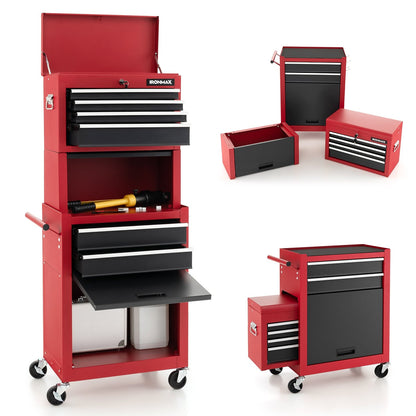 6-Drawer Tool Chest with Heightening Cabinet-Black