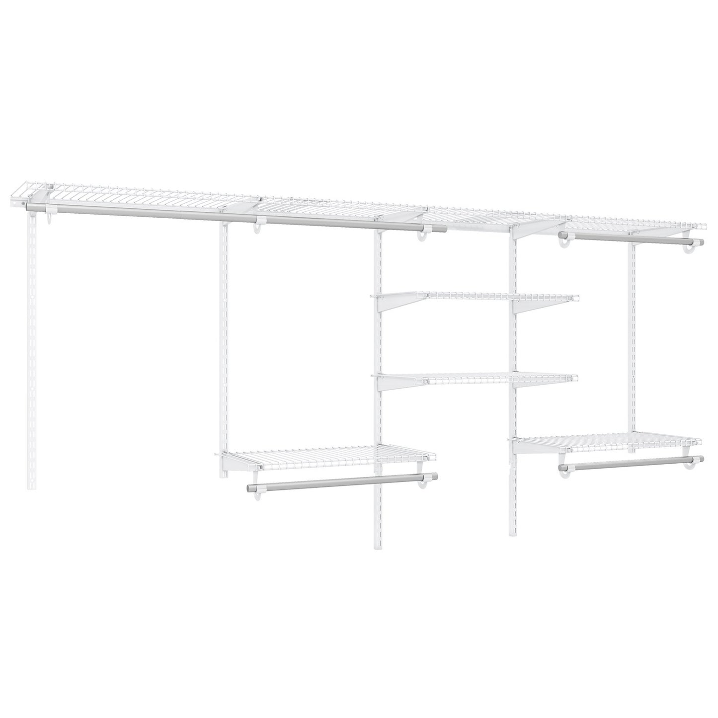 4-8 Feet Closet Organizers and Storage System with Hanging Rod for Laundry Bedroom-Grey