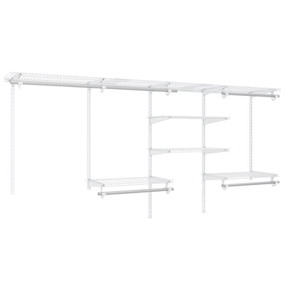 4-8 Feet Closet Organizers and Storage System with Hanging Rod for Laundry Bedroom-Grey