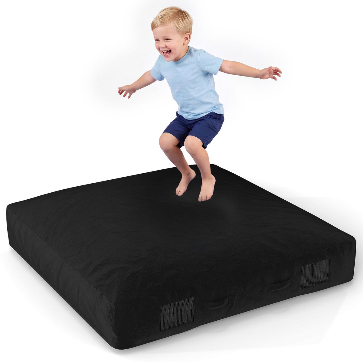 60 Inch Crash Pad for Kids Sensory Foam Crash Mat with Velvet Cover-Black