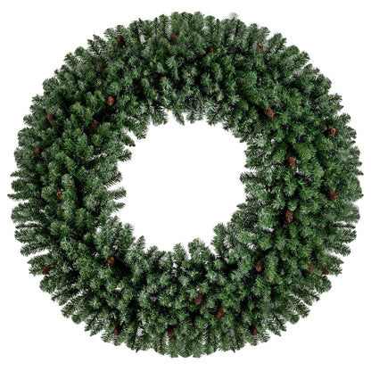 60 Inch Pre-Lit Artificial Christmas Wreath 200 LED Warm White Lights-Set of 2