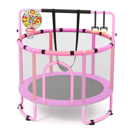 Green 60-inch 6-in-1 kids trampoline with gymnastics bar, outdoor toy for toddlers, by Wilsons Home Store