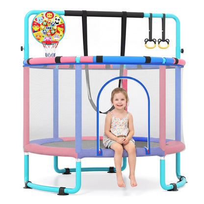 Green 60-inch 6-in-1 kids trampoline with gymnastics bar, outdoor toy for toddlers, by Wilsons Home Store