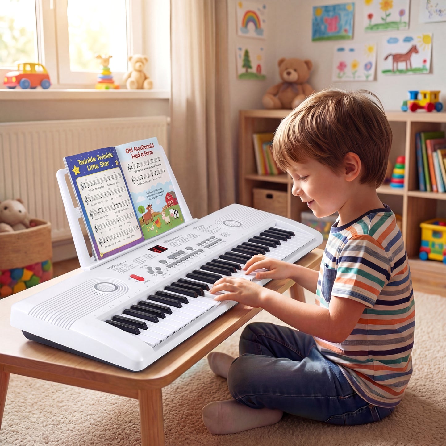 61 Key Electric Portable Digital Keyboard Piano for Beginner-Pink
