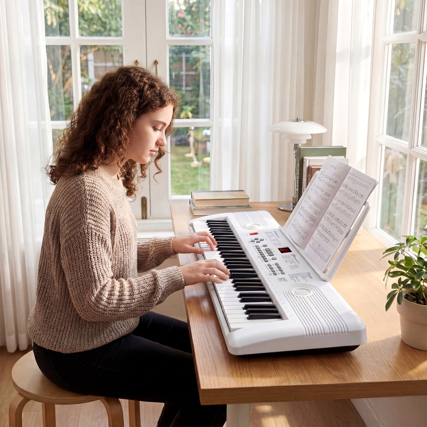 61 Key Electric Portable Digital Keyboard Piano for Beginner-Pink