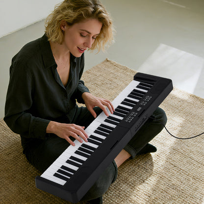 61-Key Foldable Piano Keyboard Full-size Electronic Keyboard with MIDI and Split Function-Black
