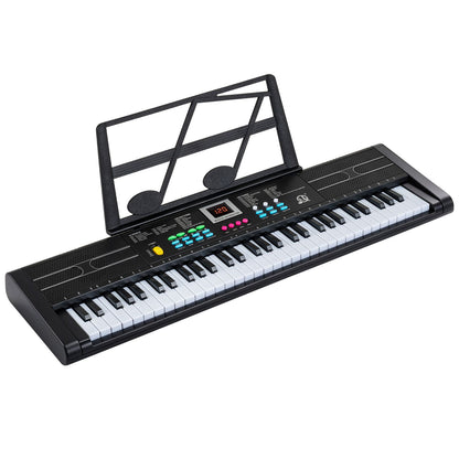 61 Keys Kids Piano Keyboard with Microphone and Music Stand-Black
