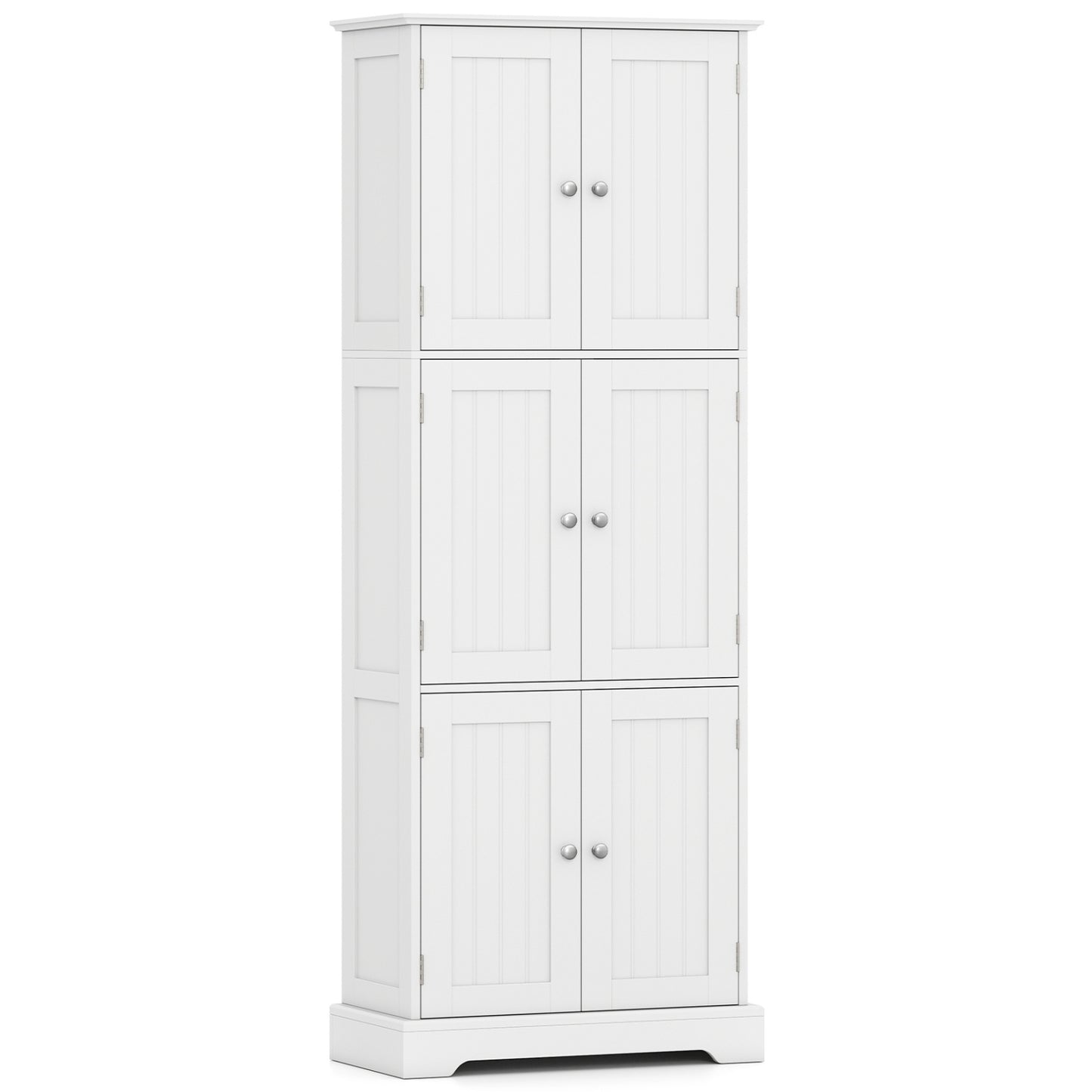 63 Inch Tall Bathroom Storage Cabinet with 6 Doors and Adjustable Shelves-Black