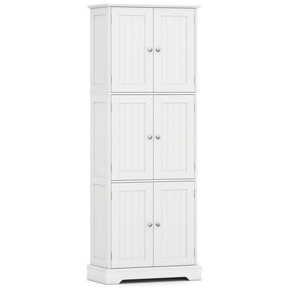 63 Inch Tall Bathroom Storage Cabinet with 6 Doors and Adjustable Shelves-Black