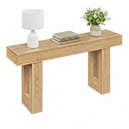 63 Inches Long Console Table Farmhouse Entryway Table with Storage-Natural