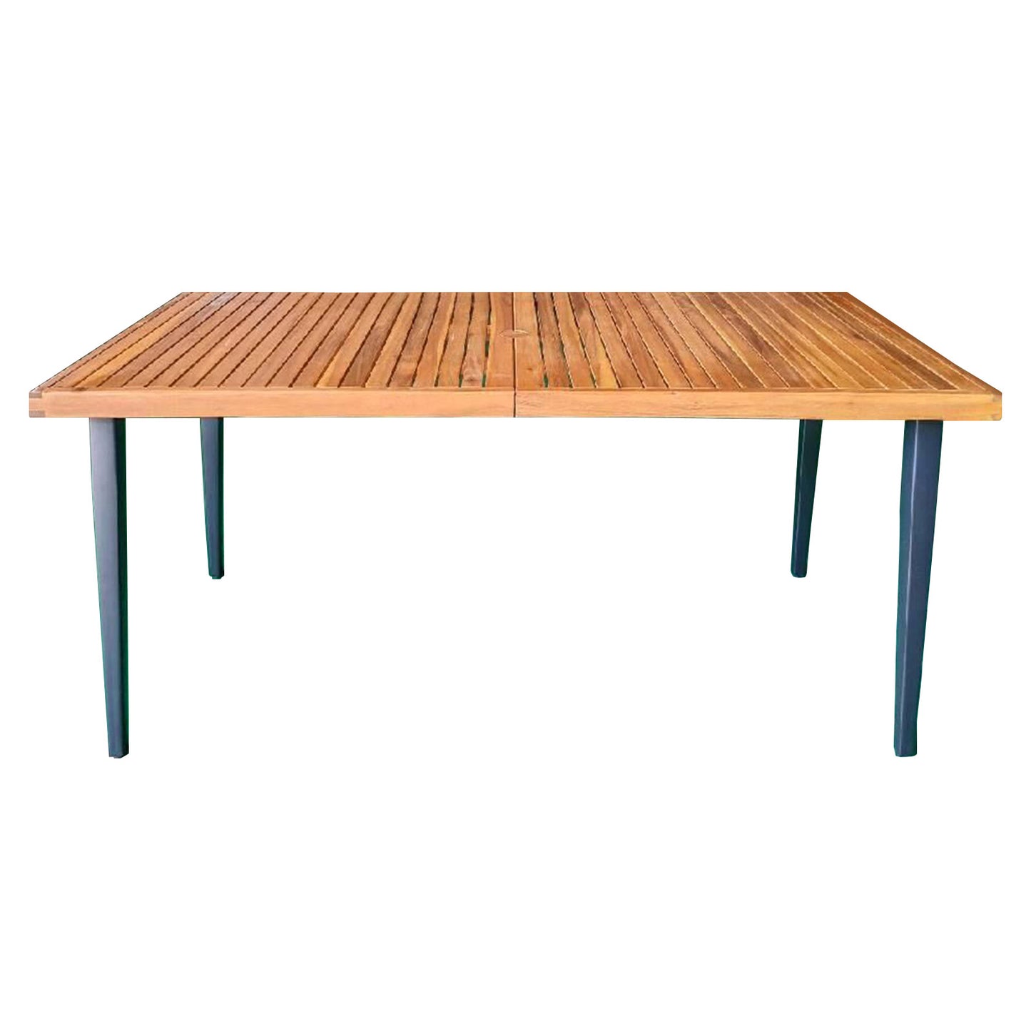 63 Inches Outdoor Indoor Dining Table with 1.97 Inches Umbrella Hole and Metal Legs