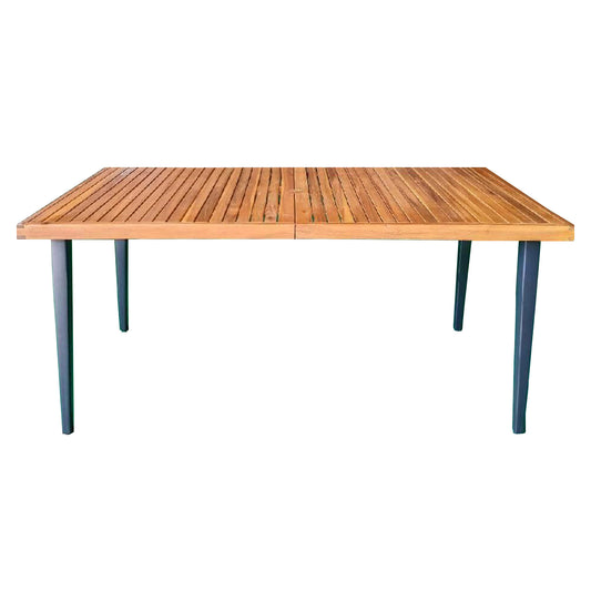 63 Inches Outdoor Indoor Dining Table with 1.97 Inches Umbrella Hole and Metal Legs