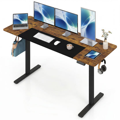 Height adjustable 63x24 inch computer desk with 3 memory presets, natural finish, from Direct by Wilsons Home Store.
