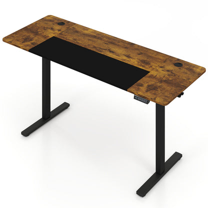 Height adjustable 63x24 inch computer desk with 3 memory presets, natural finish, from Wilsons Home Store.