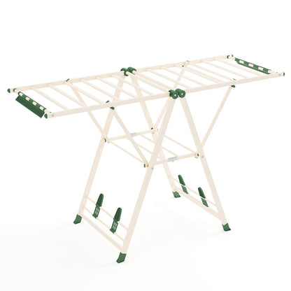 64 Inches Clothes Drying Rack with Height Adjustable Wings-Beige