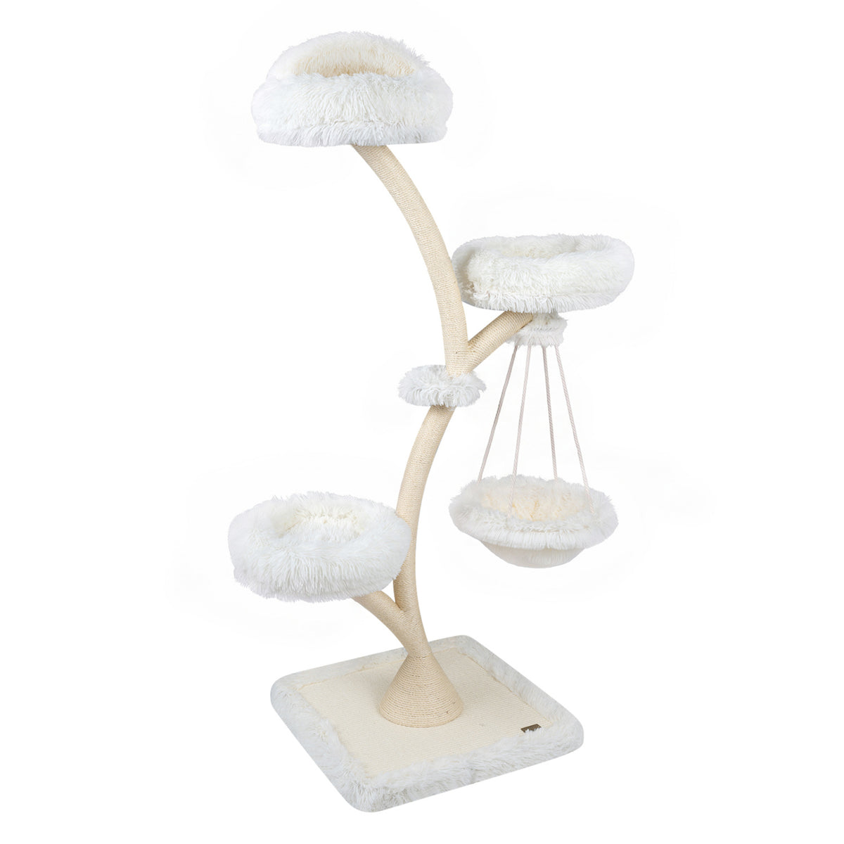 66.5" Multi-Level Modern Cat Tower with Top Perch 2 Beds Hammock and Sisal Posts-Beige