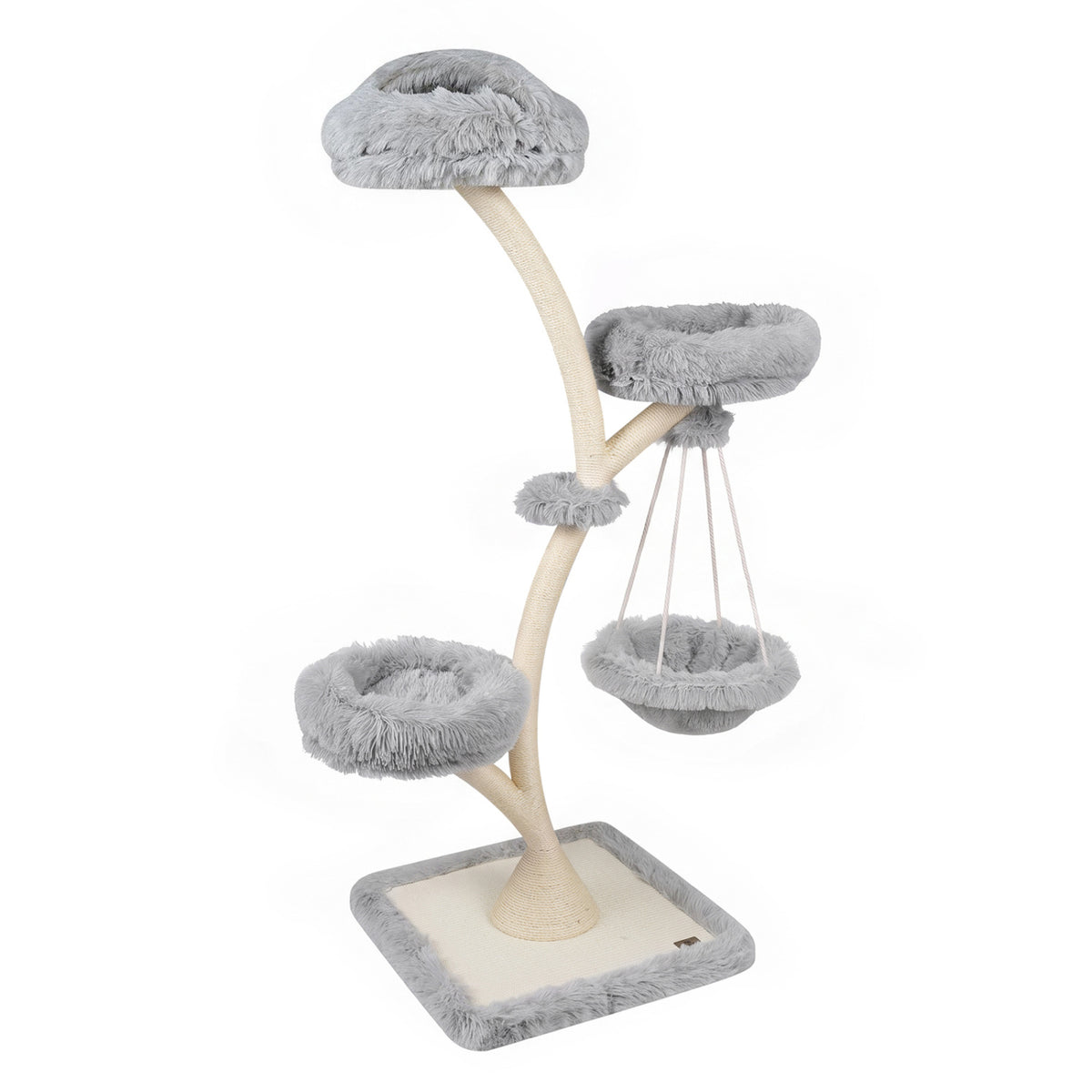 66.5" Multi-Level Modern Cat Tower with Top Perch 2 Beds Hammock and Sisal Posts-Beige