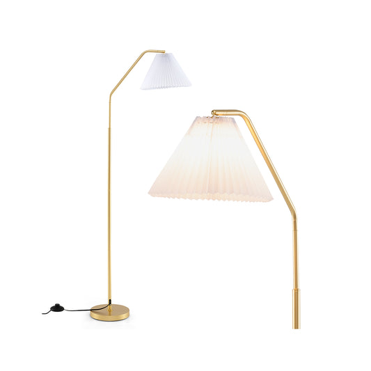 66" Arc Floor Lamp  Modern Standing Lamp with Adjustable Lamp Head  Pleated Lampshade & Foot Switch  Tall Lamp Reading for Living Room  Bedroom & Office