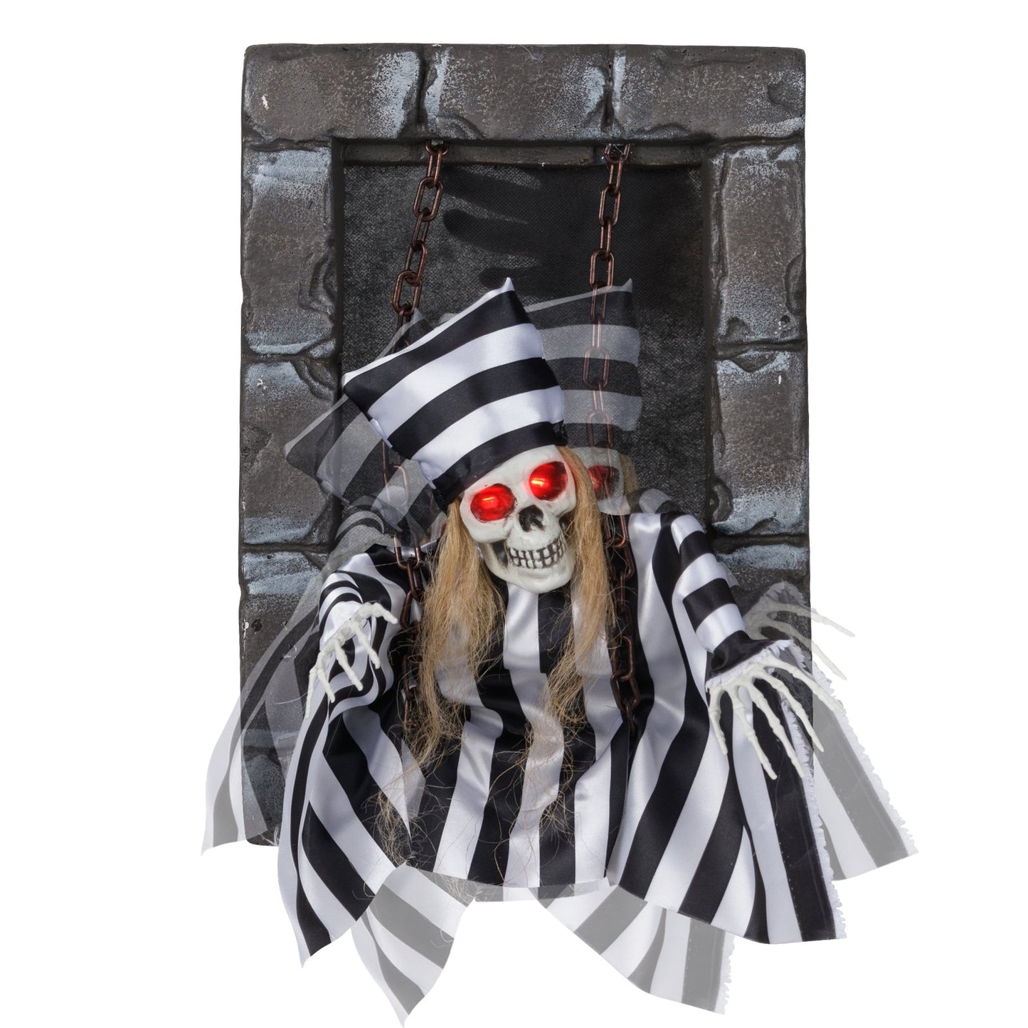 Animated Halloween Decoration 18 Inch Hanging Skull Prisoner