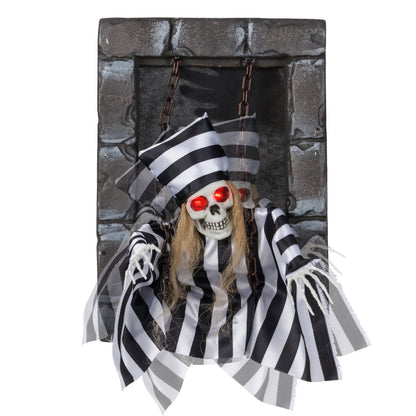 Animated Halloween Decoration 18 Inch Hanging Skull Prisoner
