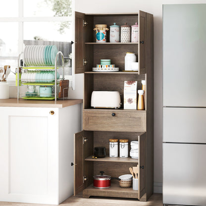 67.5 Inch Tall Modern Freestanding Floor Storage Cabinet with 4 Doors and 1 Drawer-Black