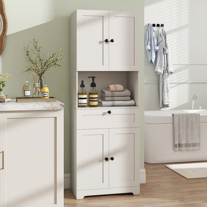 67.5 Inch Tall Modern Freestanding Floor Storage Cabinet with 4 Doors and 1 Drawer-Black