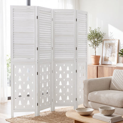 67" Tall Wood Room Divider Indoor Wooden Partition for Room Separation-4 Panels