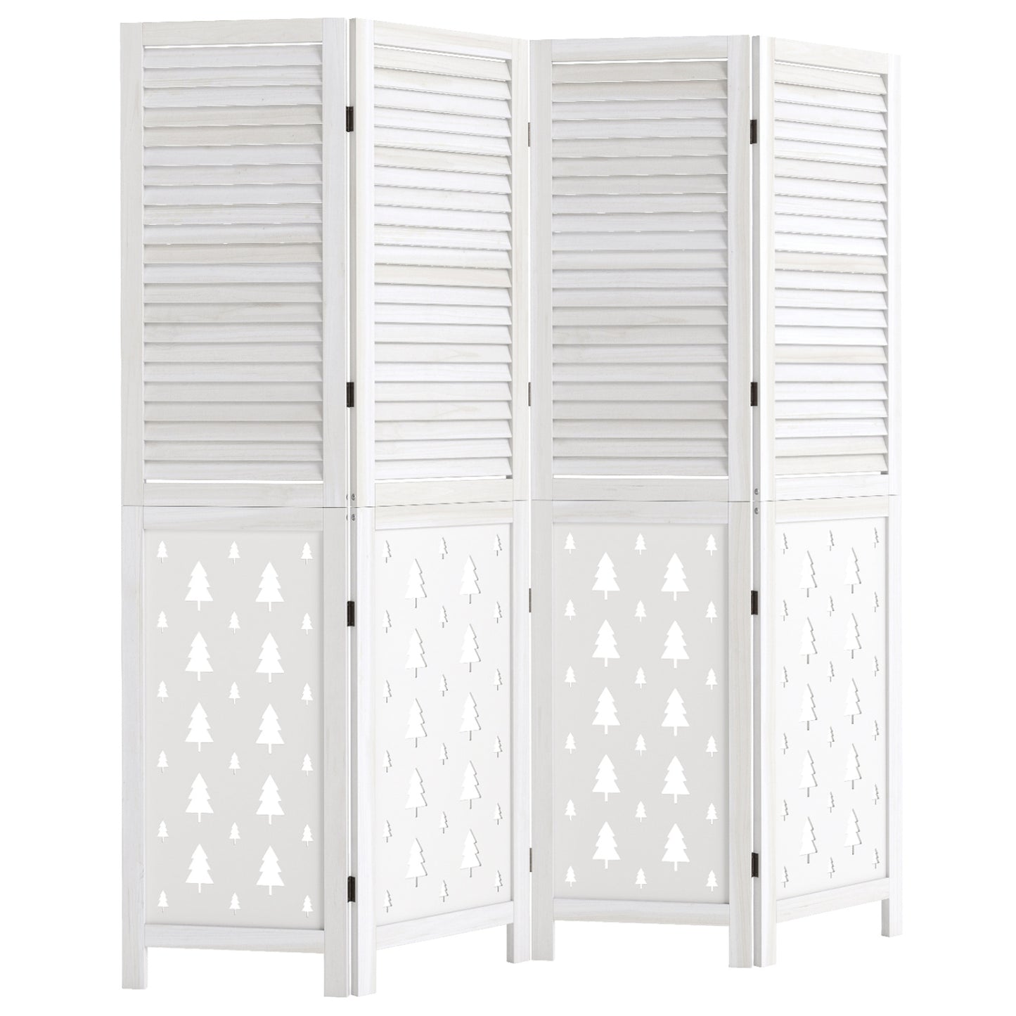 67" Tall Wood Room Divider Indoor Wooden Partition for Room Separation-4 Panels