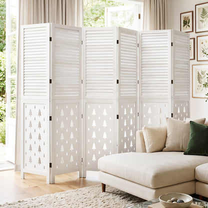 67" Tall Wood Room Divider Indoor Wooden Partition for Room Separation-4 Panels