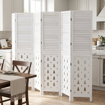 67" Tall Wood Room Divider Indoor Wooden Partition for Room Separation-4 Panels